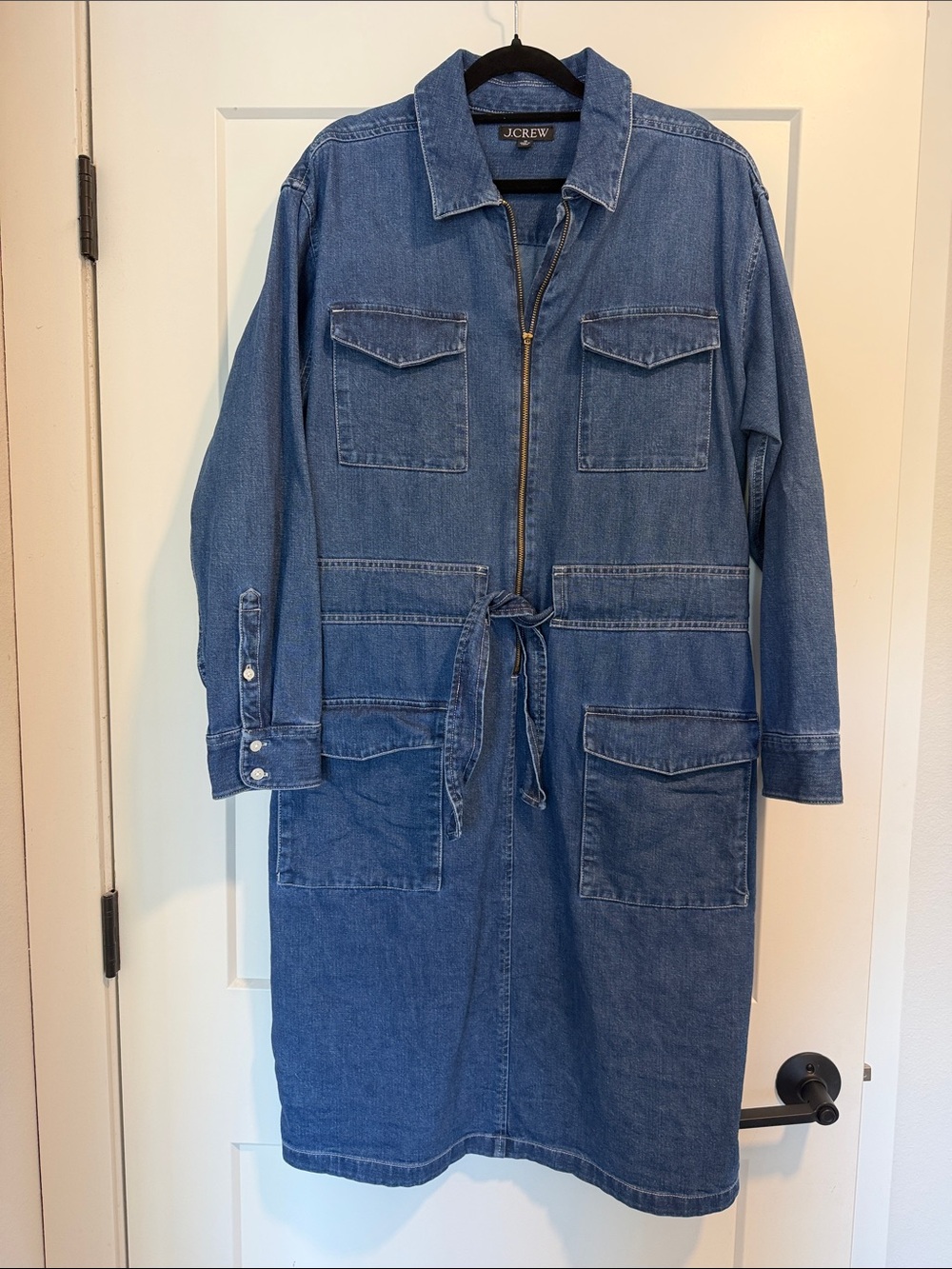 J. Crew Denim Shirt Jacket Dress in Blue
